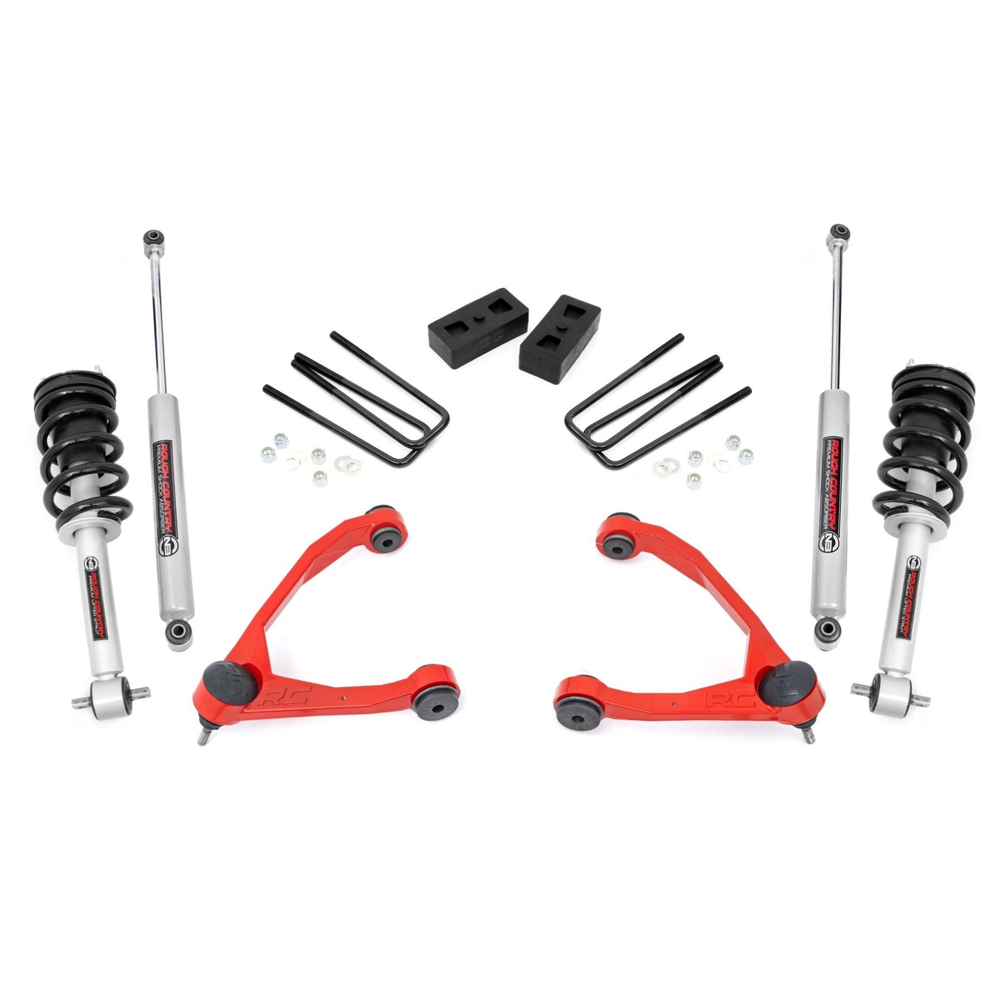 ROUGH COUNTRY 3.5 Inch Lift Kit | Cast Steel | N3 Strut | Chevy/GMC 1500 (14-16) | 198.23RED