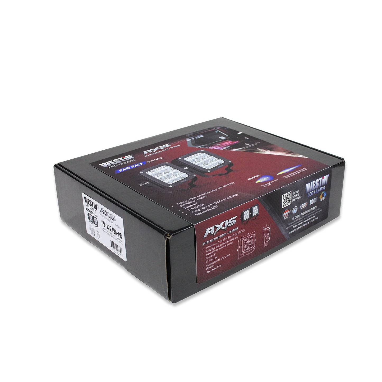WESTIN AUTOMOTIVE | Axis LED Auxiliary Light All LED Auxiliary Light 4.5" x 4.5" Square Spot w/3W Osram (Set-2 | 09-12219A-PR