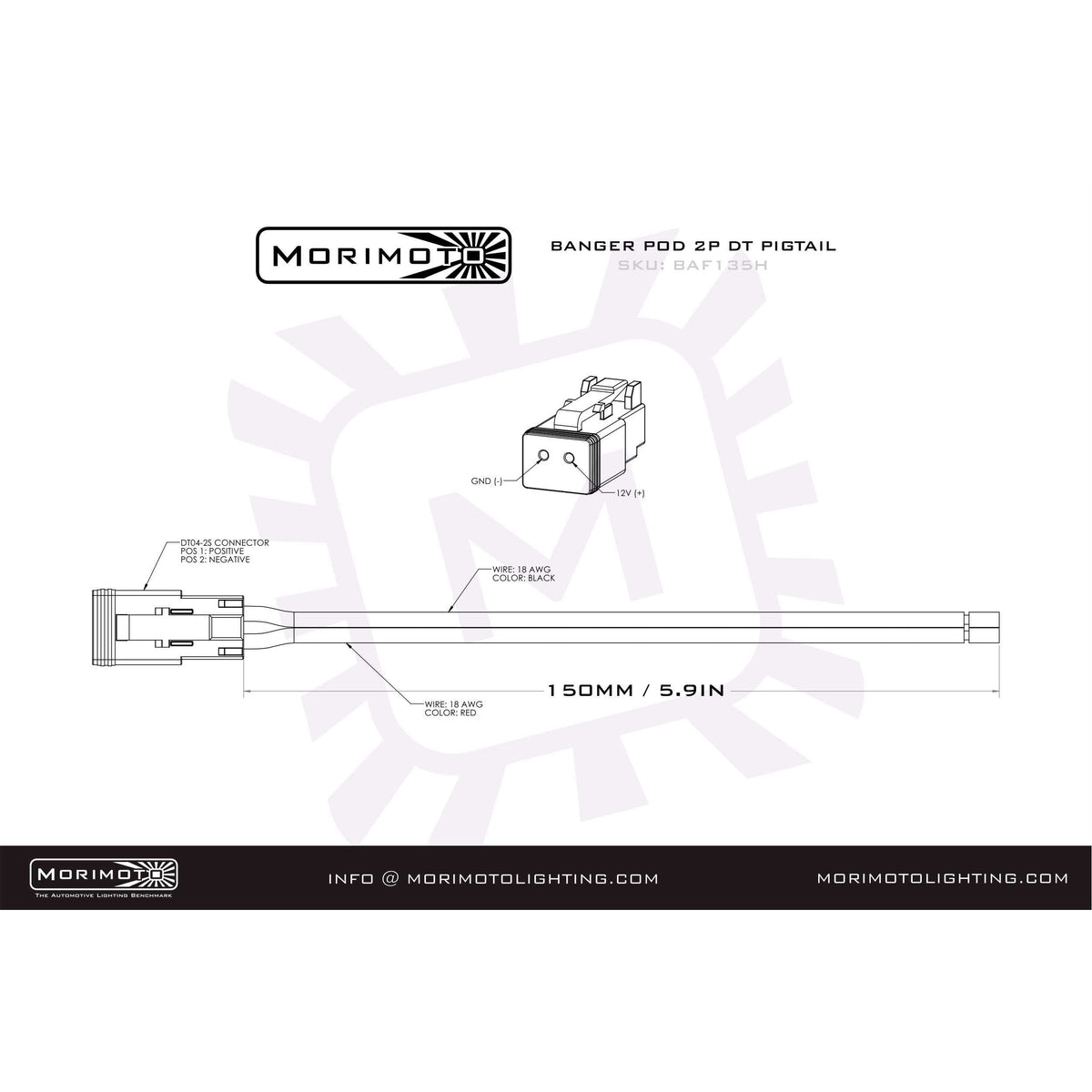 Morimoto 2P DT Pigtail Harness: (1/2/4Banger / 6in / Each)
