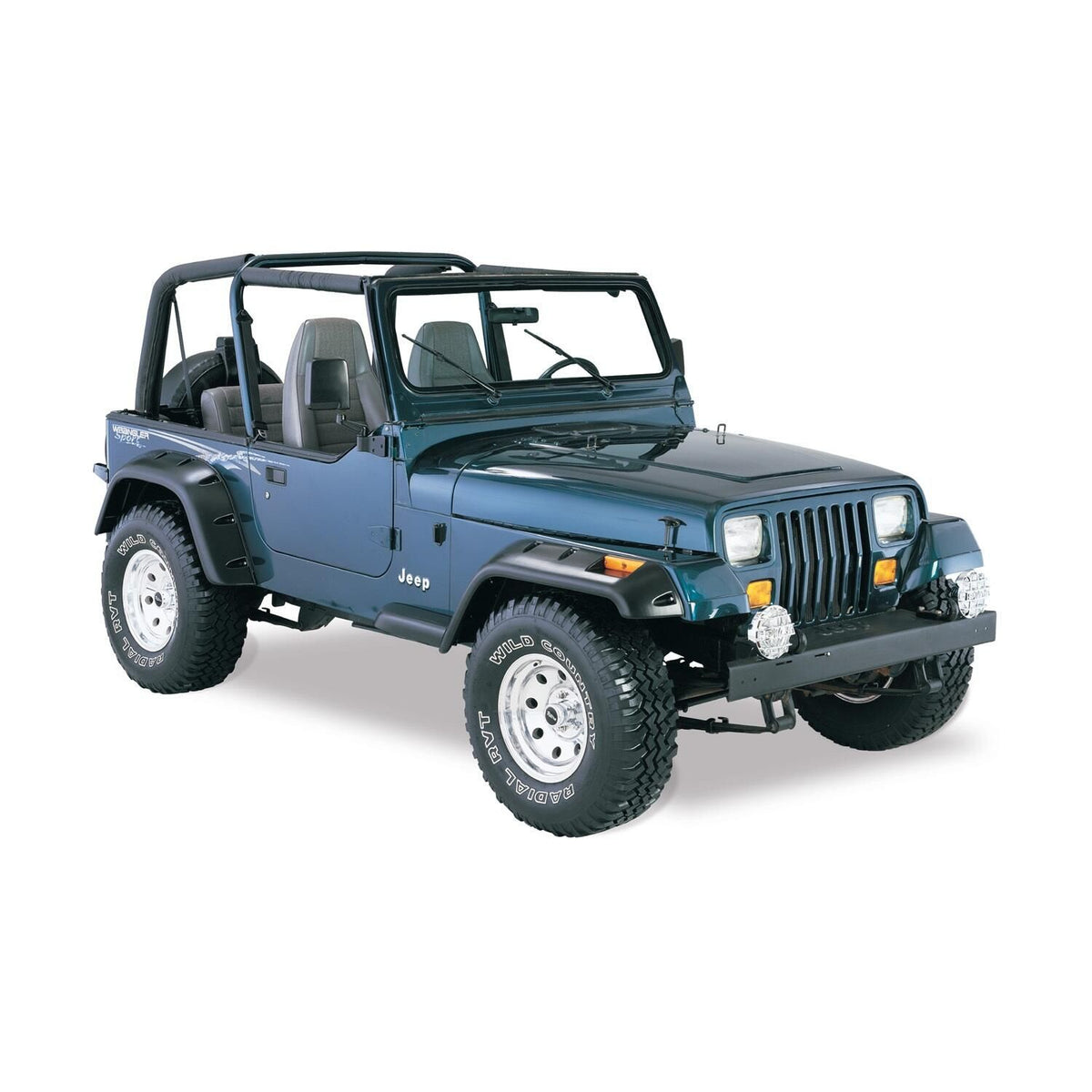 BUSHWACKER | Cut-Out 4-Piece Fender Flare Set | 1987-95 Jeep Wrangler YJ | 10909-07