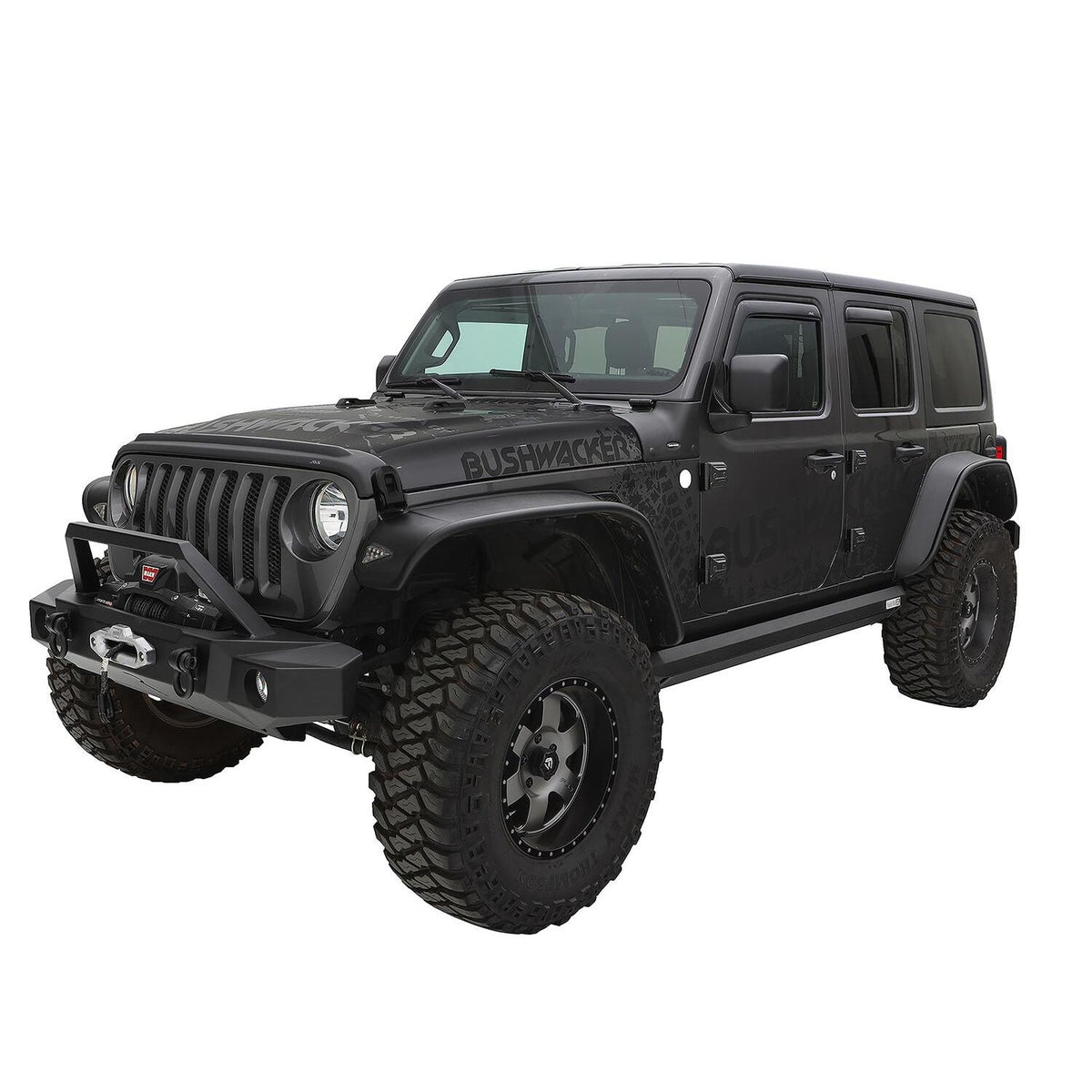 Bushwacker Fender Flares for Black Jeep Flat Style Textured Finish 4-Piece Fender Flare Set For 2018-2023 Jeep Wrangler JL (A