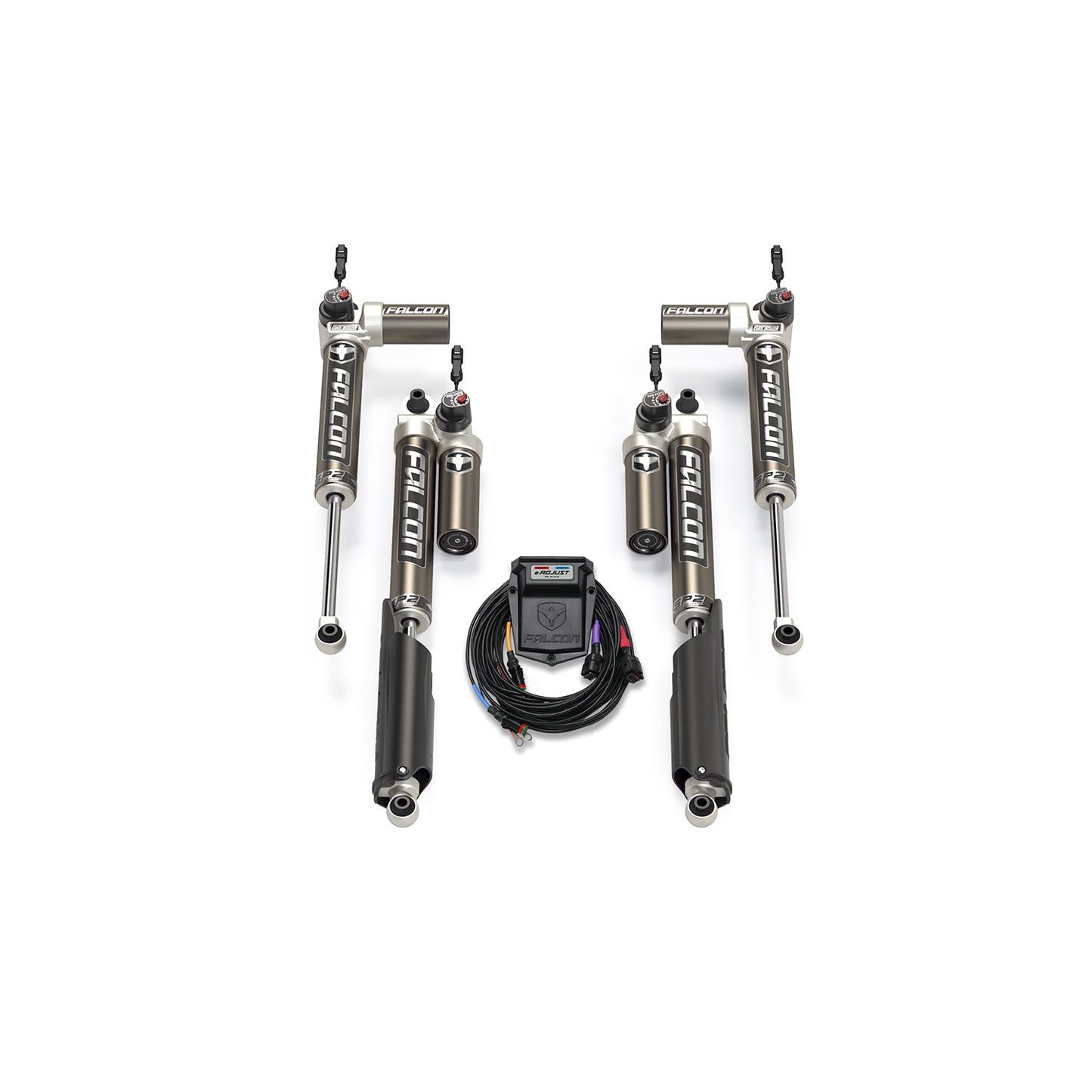 FALCON SHOCKS | 18-Up Jeep Wrangler JL EcoDiesel/4xe/392 SP2 3.5 e-Adjust Piggyback Shock Kit 0-1.5 Inch Lift Falcon Shocks | 11-03-35-400-002