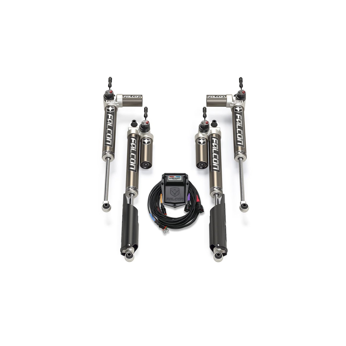 FALCON SHOCKS | 18-Up Jeep Wrangler JL EcoDiesel/4xe/392 SP2 3.5 e-Adjust Piggyback Shock Kit 2-4.5 Inch Lift Falcon Shocks | 11-03-35-400-202