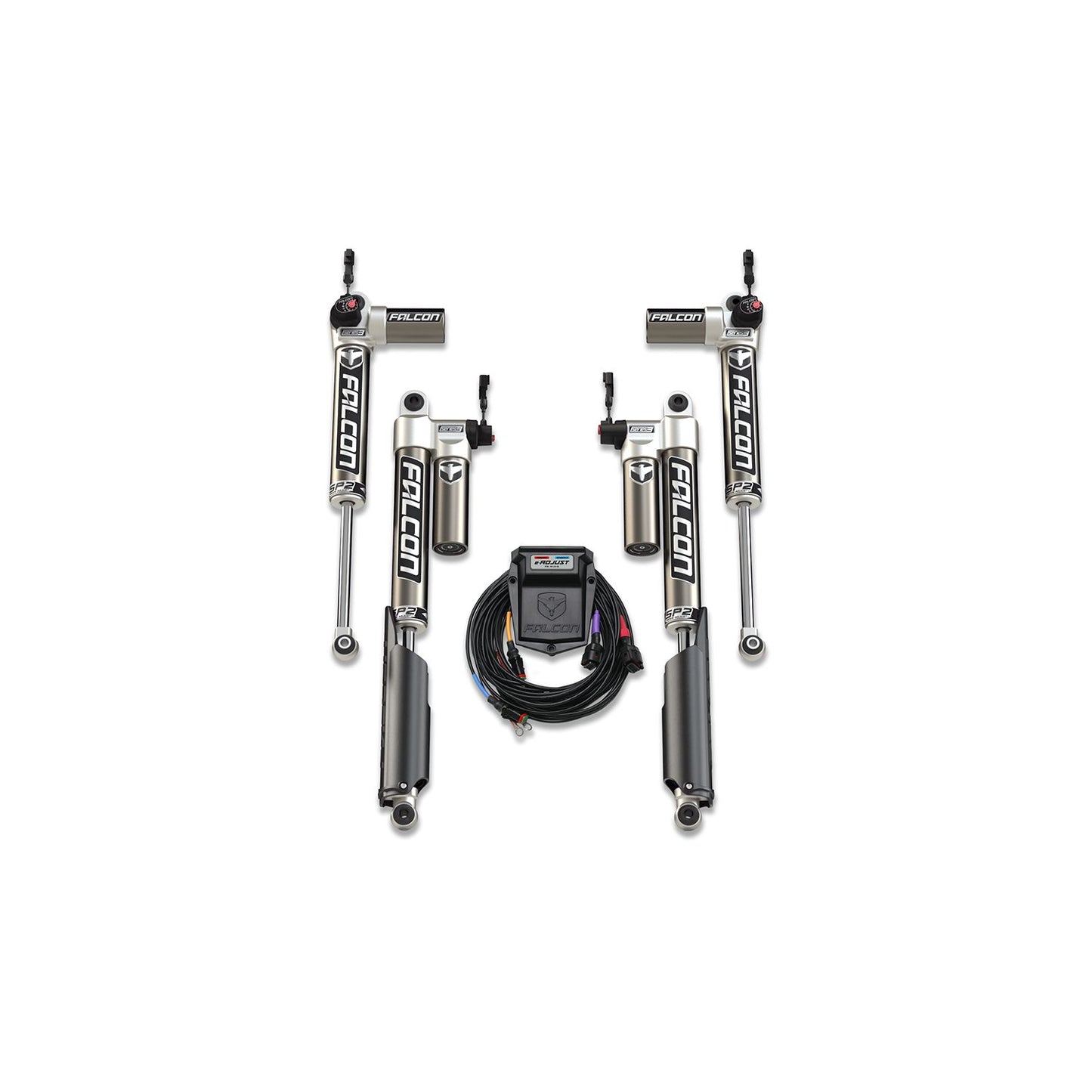 FALCON SHOCKS | 20-Up Jeep Gladiator JT No Mojave EcoDiesel SP2 3.5 e-Adjust Piggyback Shock Kit 0-1.5 Inch Lift Falcon Shocks | 14-03-35-400-002