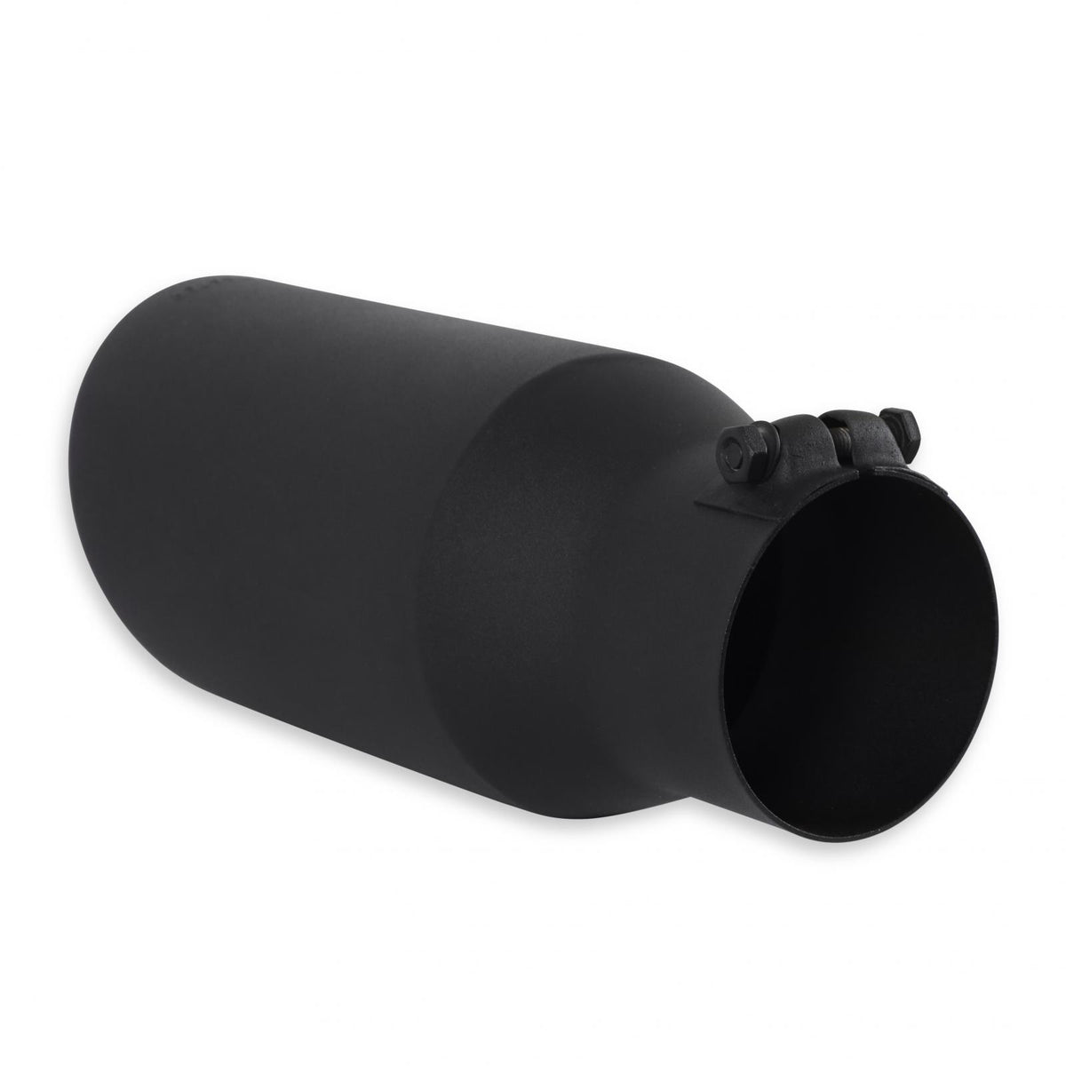 FLOWMASTER Exhaust Tip Exhaust Tip 5.0 Inch Black Angle Cut Fits 3.5 Inch Tubing, 12.00-In Long Clamp On