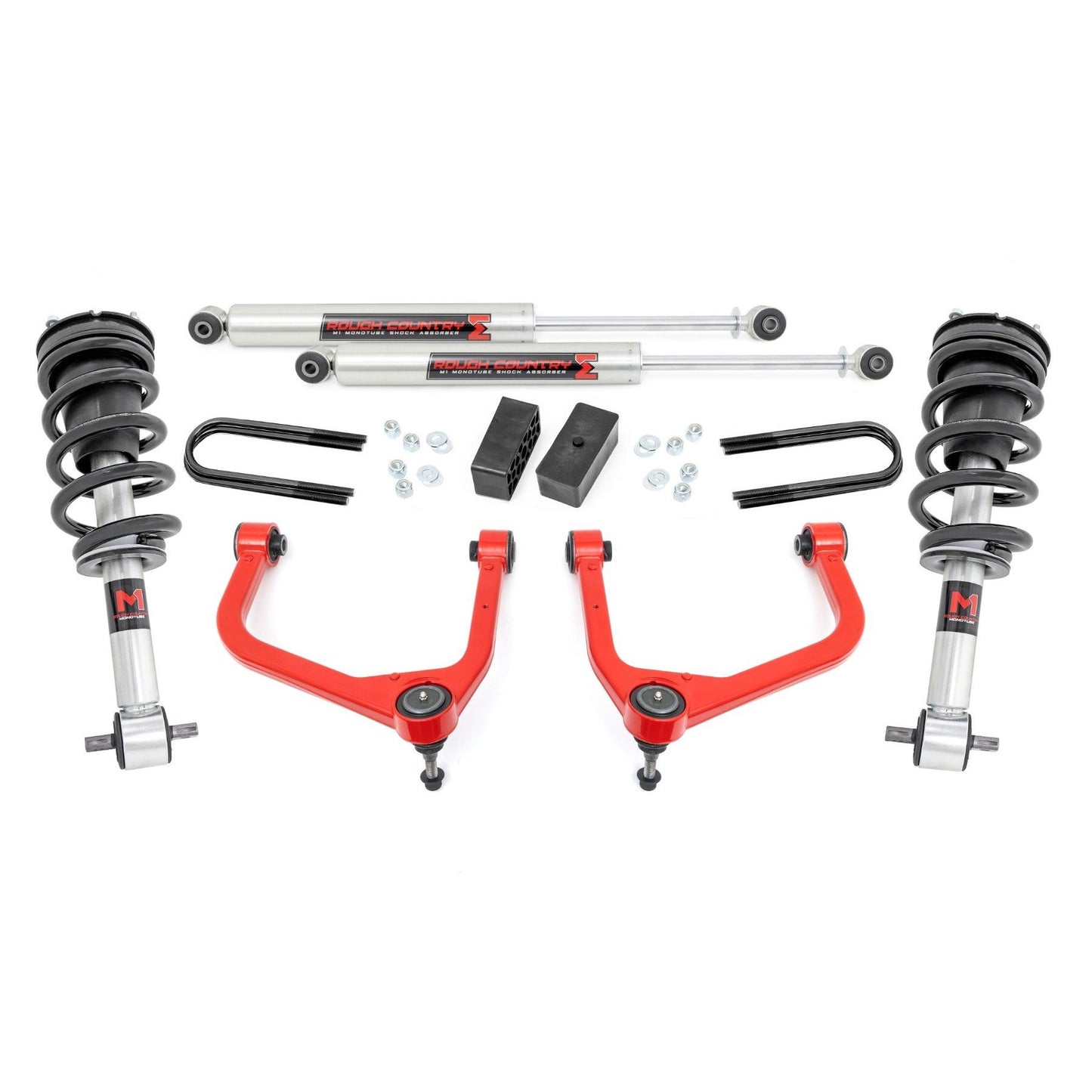 ROUGH COUNTRY 3.5 Inch Lift Kit | Mono Leaf Rear | M1 Struts/M1 | GMC Sierra 1500 (25-26) | 28840RED_A