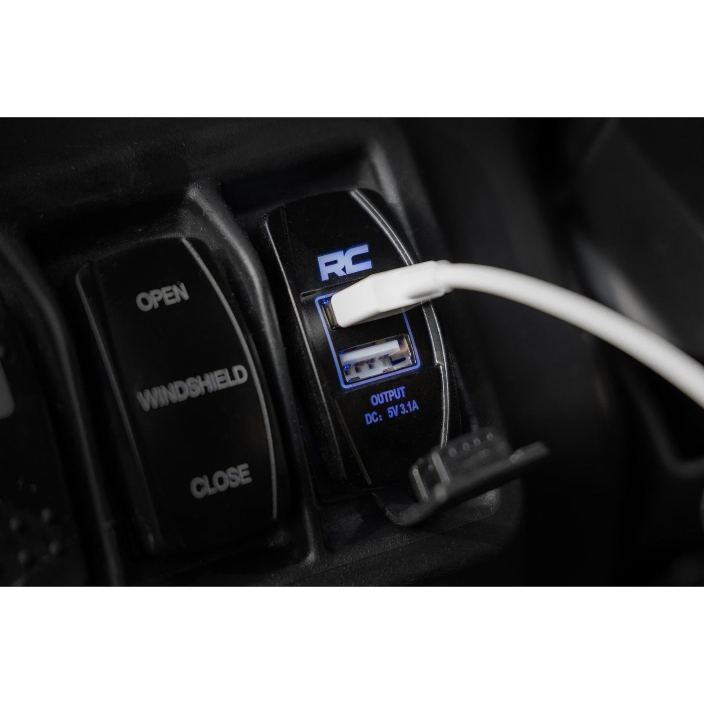 ROUGH COUNTRY USB Switch Insert | 2x1 with Logo | Blue Back Light | 709USB