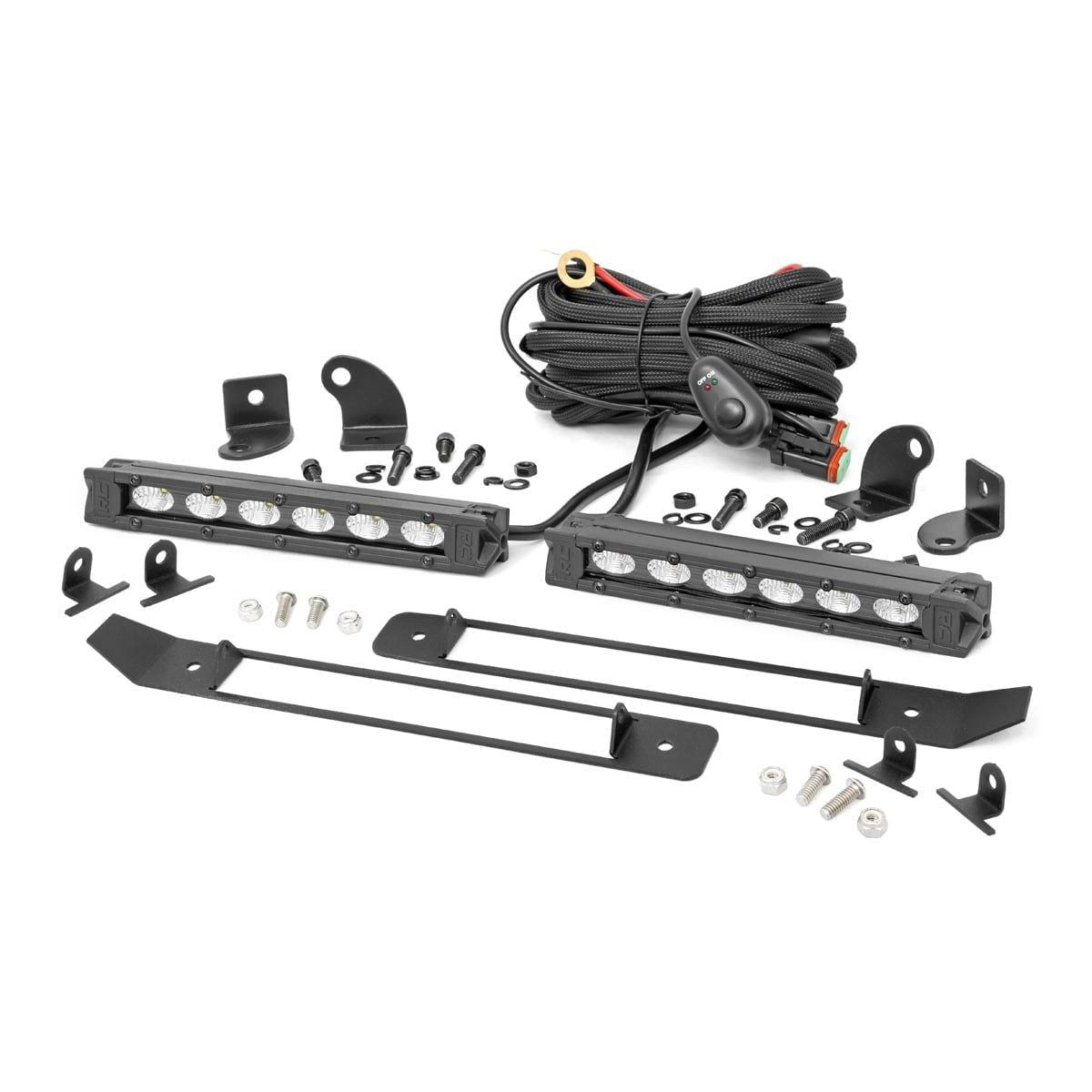 ROUGH COUNTRY Dual 6in LED Grille Kit | Black Slimline | Ram 1500 2WD/4WD (2019-2024) | 70783