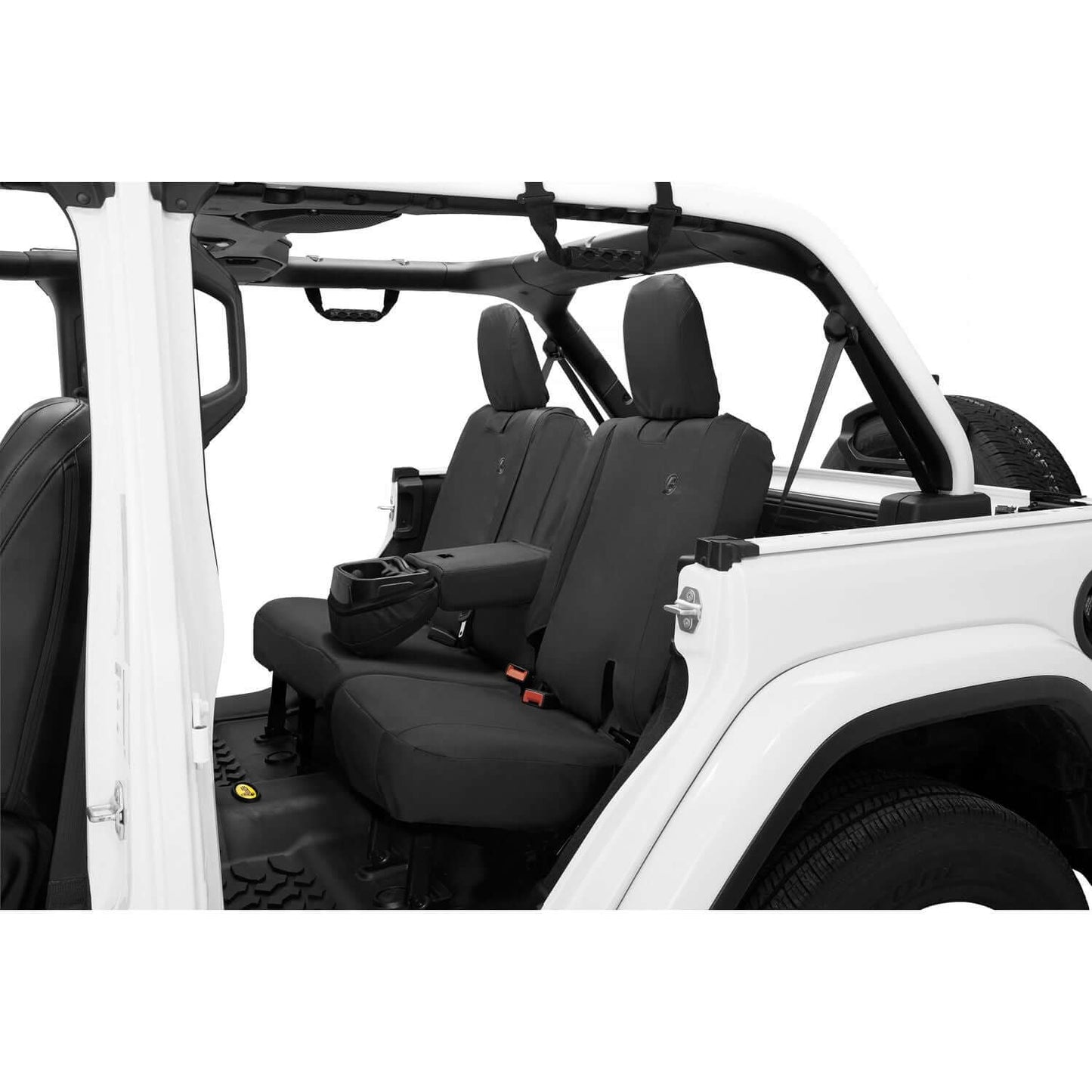 BESTOP | Jeep Wrangler Seat Covers For Jeep 2018-2023 Wrangler JL 4 Door Rear With Fold Down Arm Rest Premium Vinyl Fabric Black Diamond Bestop | 29291-35