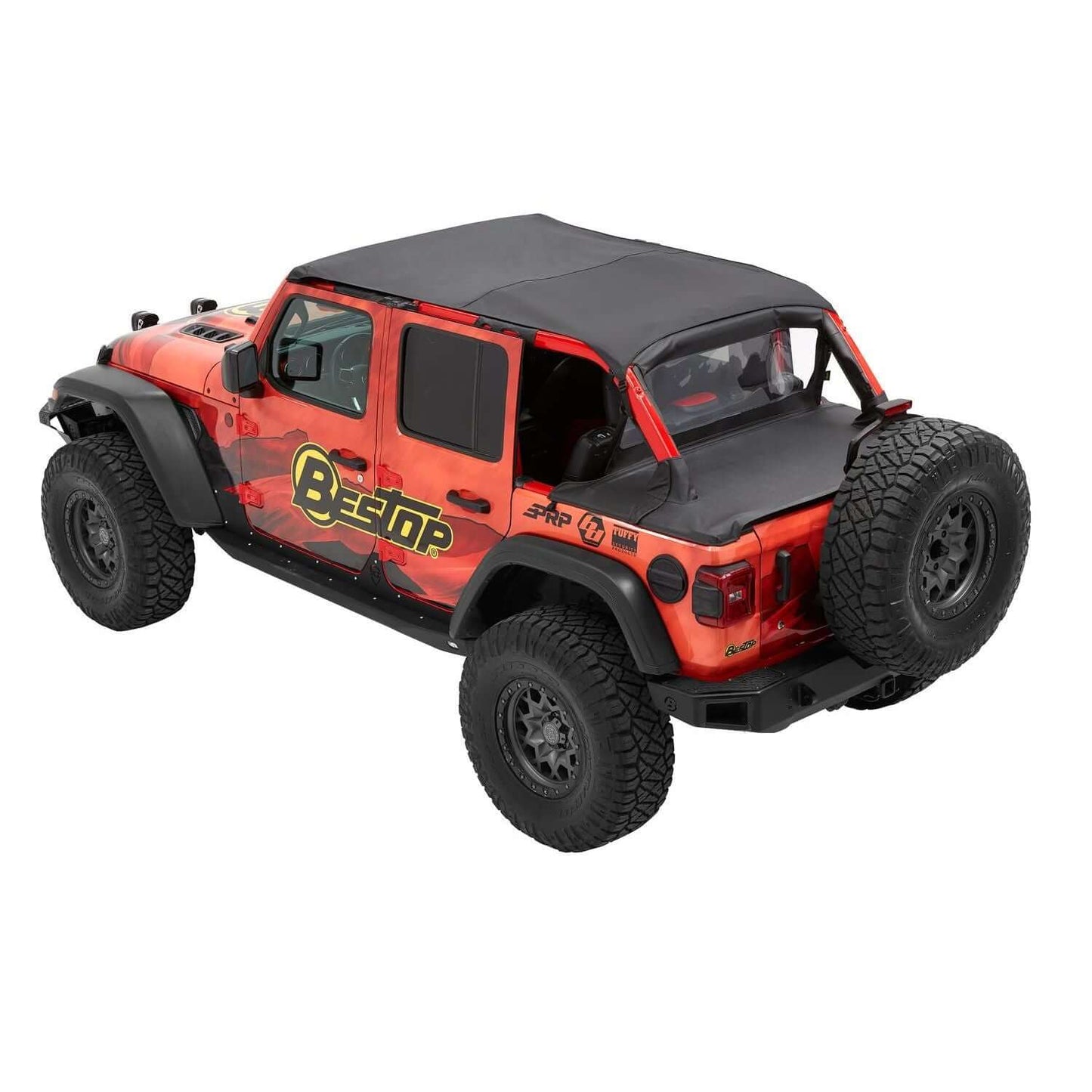BESTOP | Header Safari Bikini Jeep '24-26 Wrangler JL 4-Door Black Diamond Bestop | 52612-35 on a Jeep Wrangler.