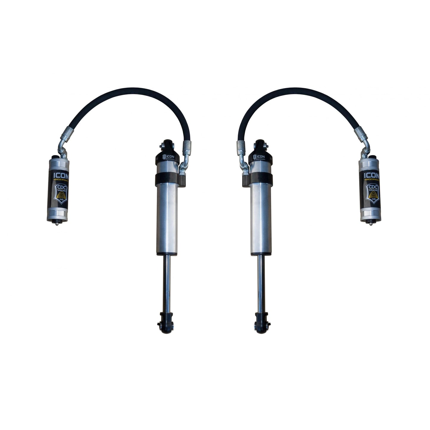 ICON VEHICLE DYNAMICS | 2003-2024 Toyota 4Runner 2005-2023 Toyota Tacoma 2007-2014 Toyota FJ Cruiser Front 2.5 Vs Stock Width Remote Reservoir W/CDCV Secondary Shocks Pair Icon Vehicle Dynamics | 59702CP-CB