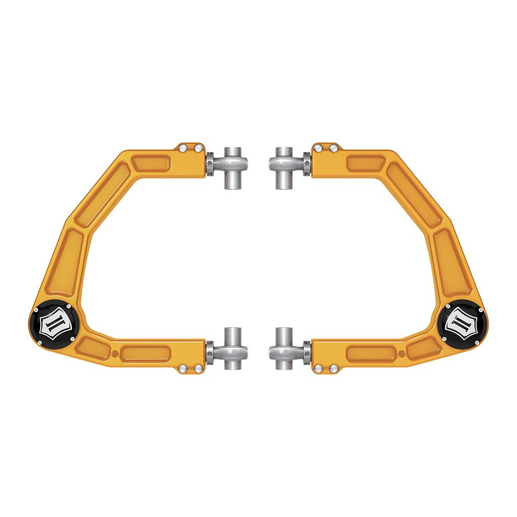 ICON 58552GDJ 2024-2026 Toyota Tacoma/2024-2026 Toyota Land Cruiser 250 Series/2024-2026 Lexus GX550/2025-2026 Toyota 4Runner, Front, Billet Upper Control Arms w/ Delta Joint Pro, Gold Anodizing