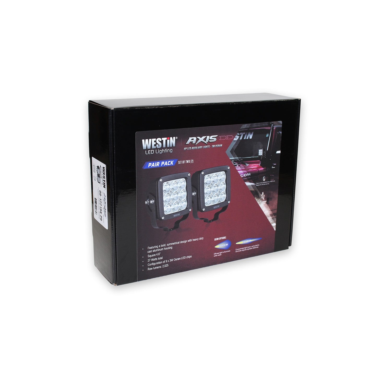 WESTIN AUTOMOTIVE | Axis LED Auxiliary Light All LED Auxiliary Light 4.5" x 4.5" Square Flood w/3W Osram (Set2 | 09-12219B-PR