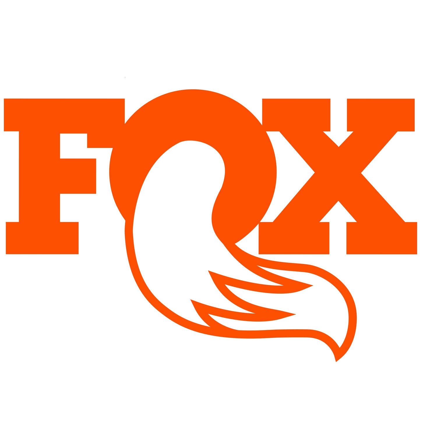 FOX logo with stylized graphics representing shock absorber technology.