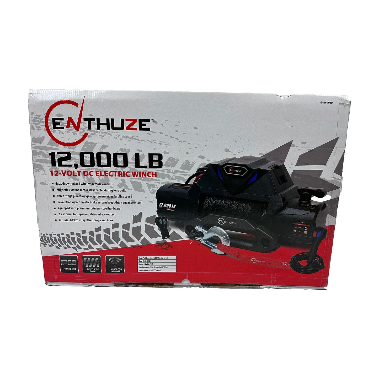 ENTHUZE| 12000 Lb Winch, Synthetic Rope |ACTENT6401P