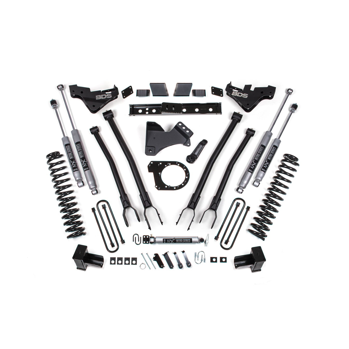BDS Suspension 7" 4-Link Lift Kit components for 23-26 F-250/F-350 Super Duty 4Wd Diesel