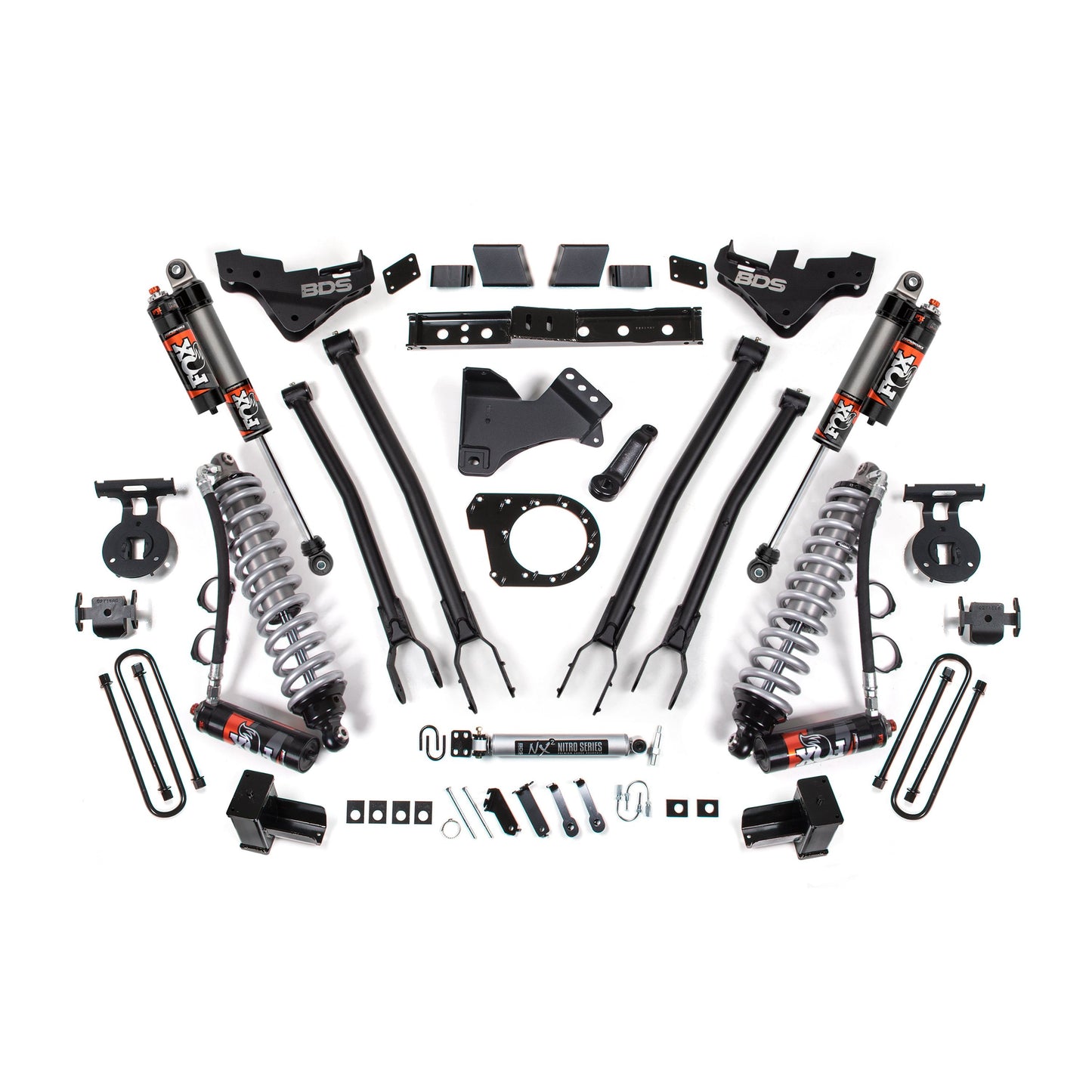 BDS Suspension 7" 4-Link Lift Kit With Rear Block Kit and Fox 2.5 Coil-Overs for 23-26 F-250 F-350 Super Duty Diesel