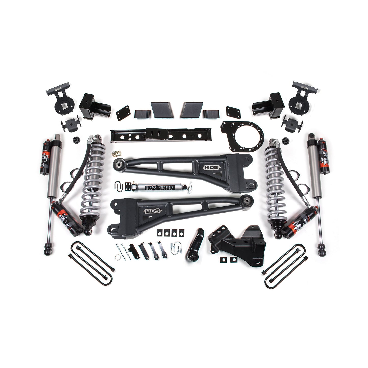 BDS Suspension 7 inch lift kit components for 23-26 F-350 Super Duty with Fox 2.0 shocks.