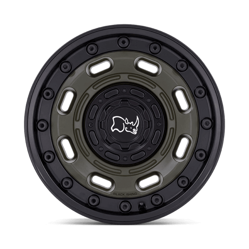 Black Rhino ATLAS Olive Drab Green W/ Black Lip wheel design for off-road durability and adventure.
