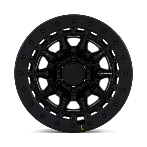 Black Rhino BR016 TUSK Gloss Black wheel showcasing its multi-spoke design and durable finish.