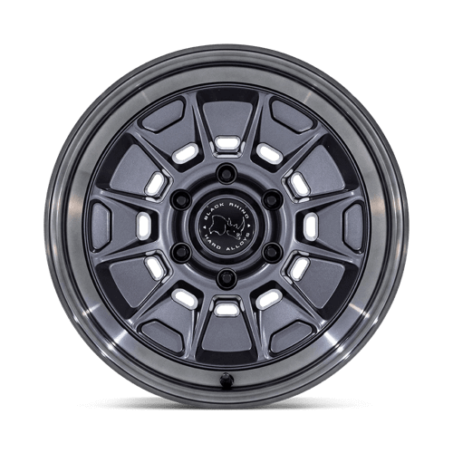 Black Rhino BR021 MONDO Matte Gunmetal W/ G-Gray Lip off-road wheel with modern design and vintage style.