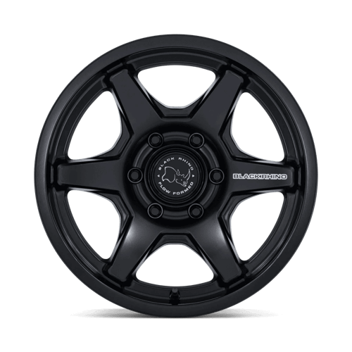 Black Rhino BR035 KUMA Matte Black wheel showcasing a six-spoke design and Flow Formed Technology.
