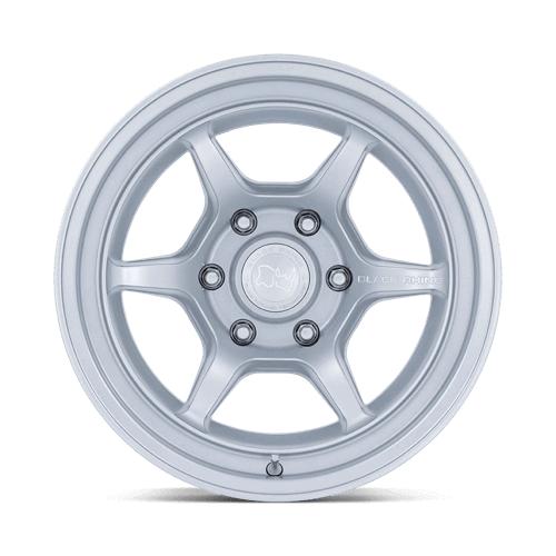 Black Rhino SHOGUN Hyper Silver wheel showcasing its 6-spoke design and multistepped lip for off-road performance.