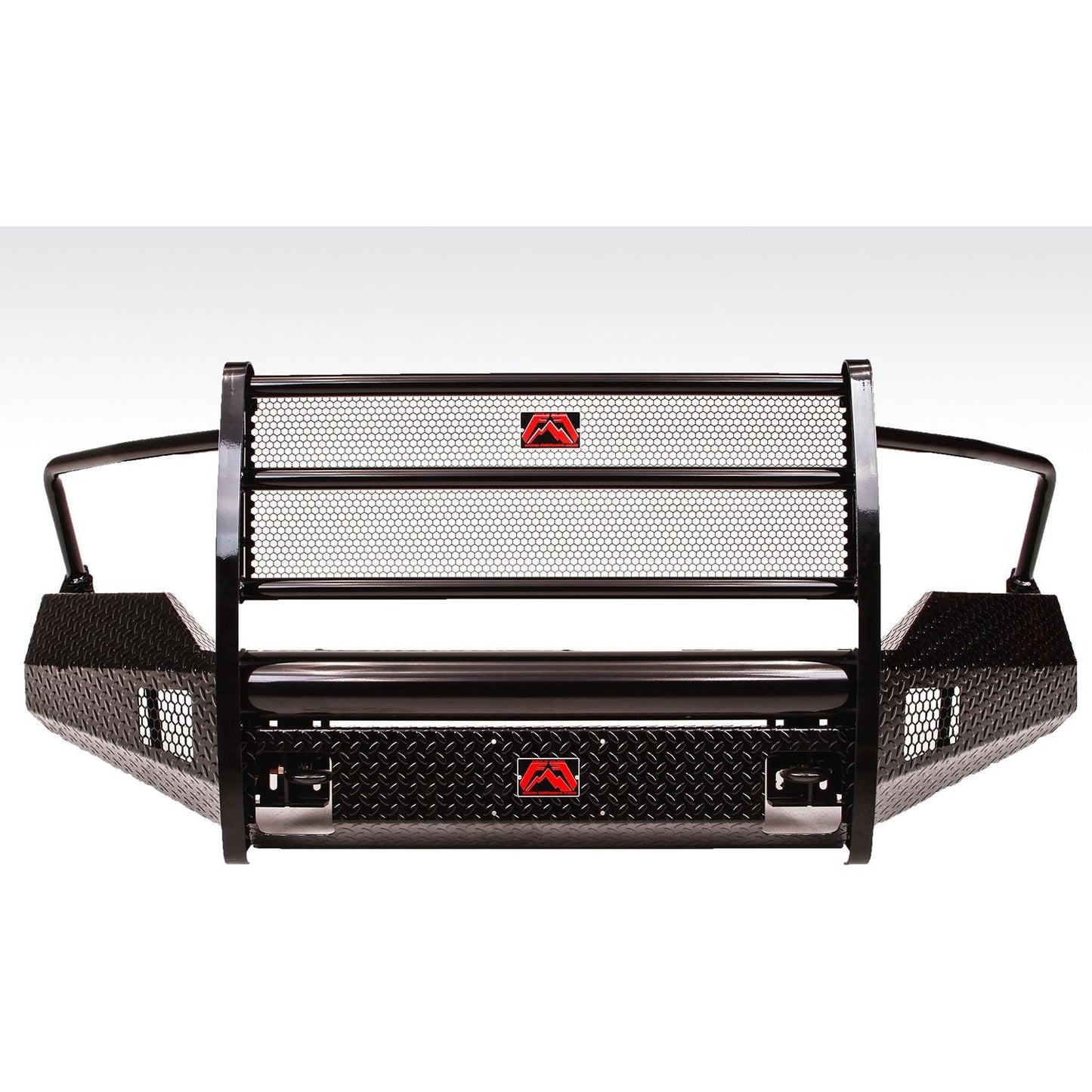 Fab Fours Black Steel Front Ranch Bumper 2 Stage Black Powder Coated w/Full Grill Guard Incl. Light Cut-Outs l DR09-K2460-1