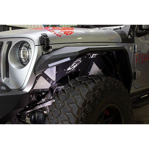 Fishbone Offroad | Jeep JL Inner Fenders For 18-Current Wrangler JL, 2020-Current JT Gladiator Front Pair Aluminum Black Powdercoat Fishbone Offroad | FB33130F
