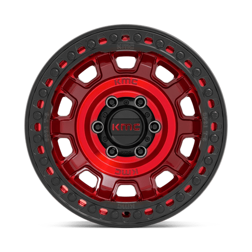 KMC KM236 TANK BEADLOCK Candy Red wheel with aggressive styling and durable beadlock design for off-road enthusiasts.