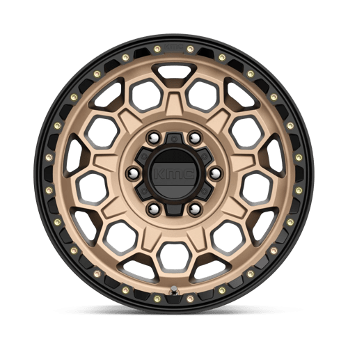 KMC KM545 TREK Matte Bronze W/ Black Lip wheel showcasing rugged design and off-road aesthetics.