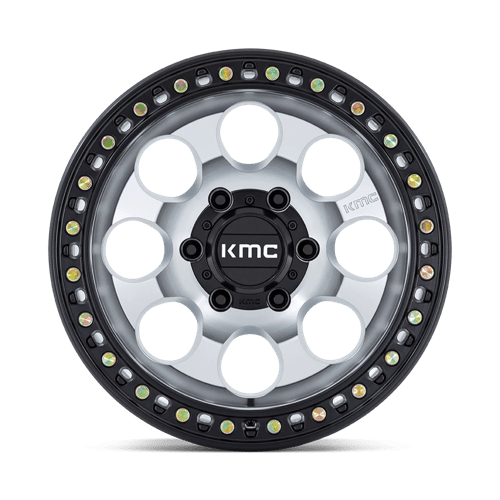 KMC KM550 RIOT SBL Machined W/ Satin Black Lip wheel featuring aggressive styling and durability for off-road vehicles.