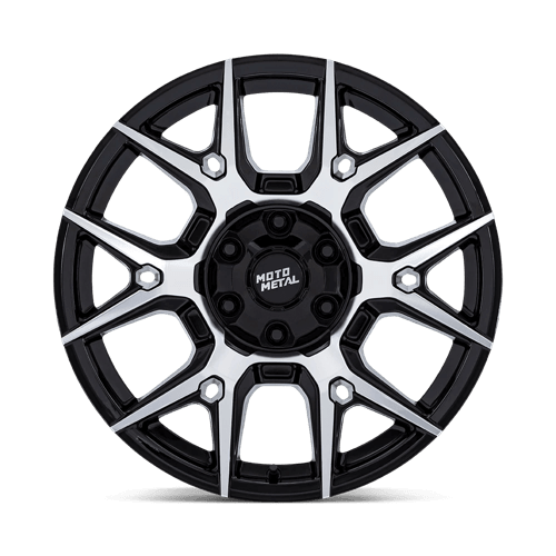 Moto Metal MO813 MASON Gloss Black W/ Machined Face wheel with robust split-spoke design and concave profile