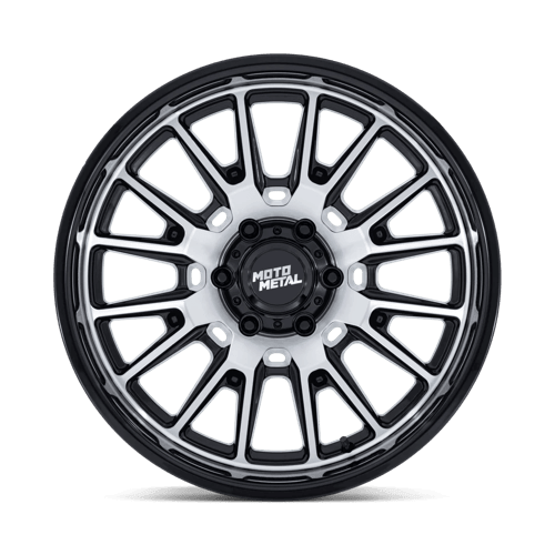 Moto Metal MO814 TEKTON Gloss Black W/ Machined Face wheel for trucks and SUVs, showcasing aggressive style and rugged durability.