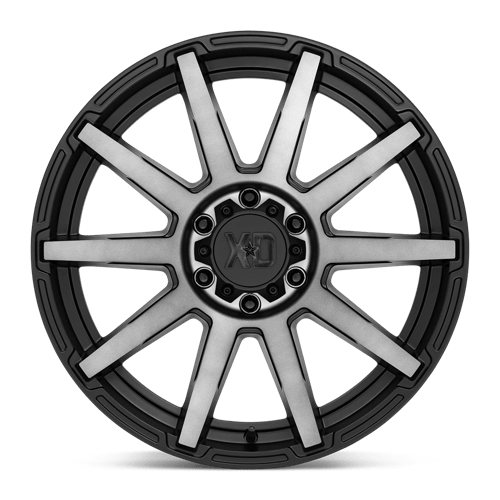 XD XD847 OUTBREAK Satin Black W/ Gray Tint wheel showcasing aggressive design for trucks and off-road vehicles.