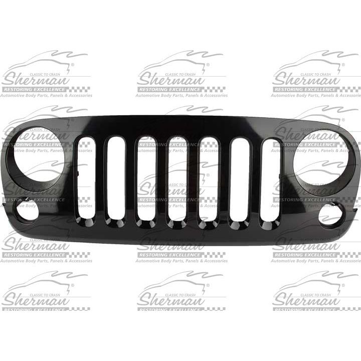 SHERMAN 023-99 Grill Matte Black for Jeep Wrangler 2007-18 JK