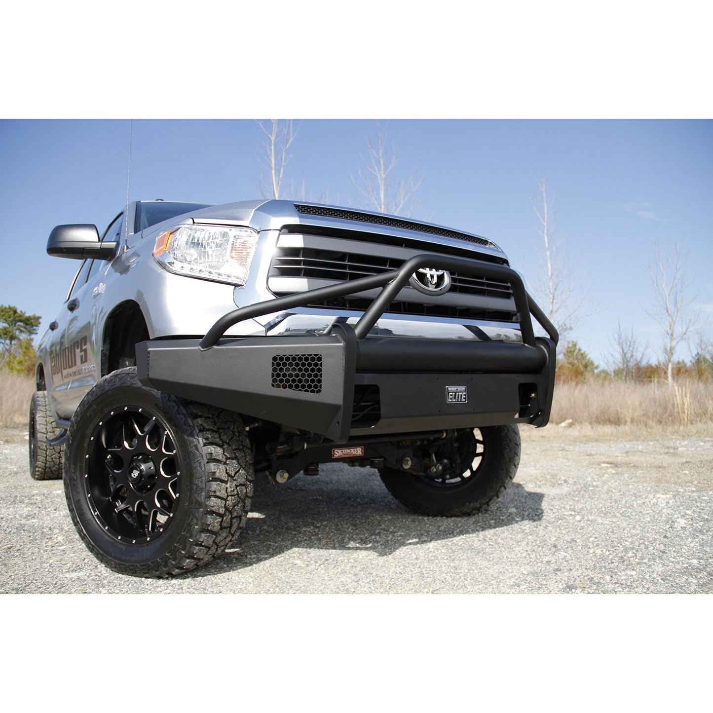 Fab Fours Elite Front Bumper 2 Stage Black Powder Coated w/PreRunner Grill Guard Incl. Light Cut-Outs l TT07-R1862-1