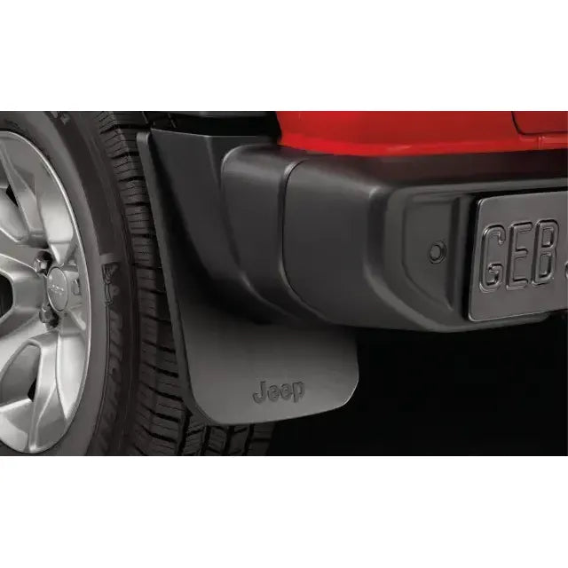 Mopar | Splash Mud Guards Rear | 82216494aa for Jeep Wrangler, providing lower body protection and vehicle styling.
