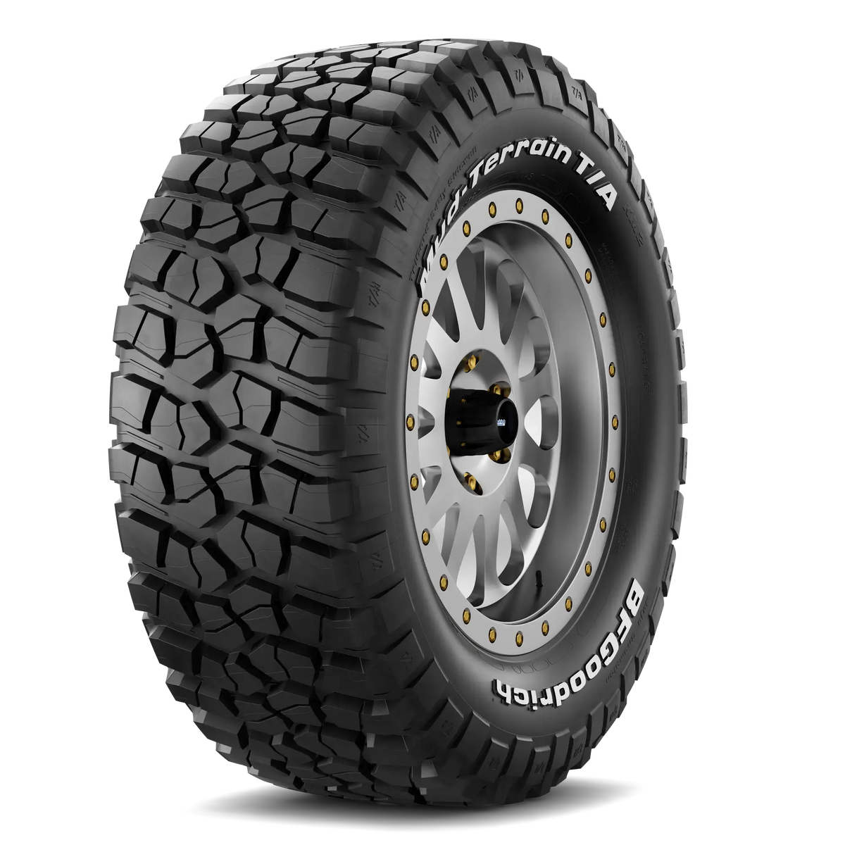 BFGoodrich Mud-Terrain T/A KM2 tire showing tread and sidewall — representative manufacturer image; selected size and sidewall may vary