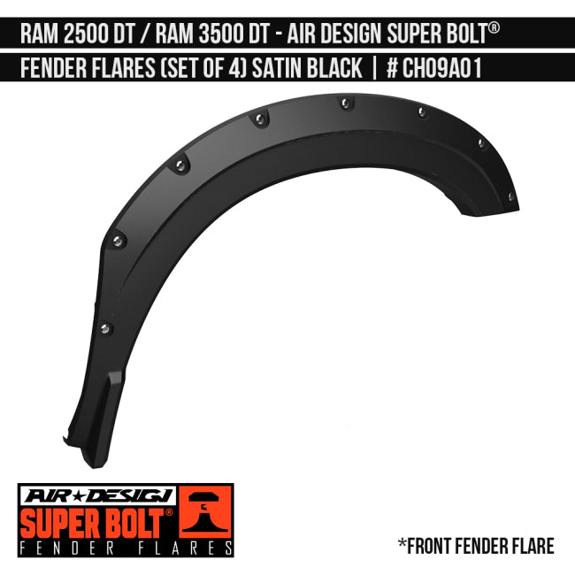 AIRDESIGN Super Bolt Fender Flares 19–24 Ram 2500 Satin Black
