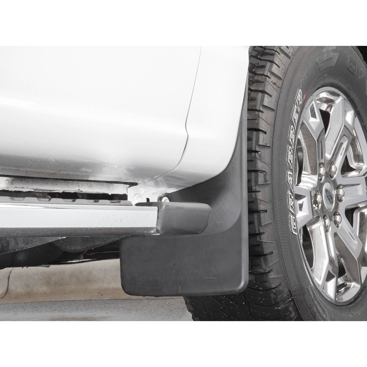WeatherTech No-Drill MudFlaps representative image; shape and coverage vary