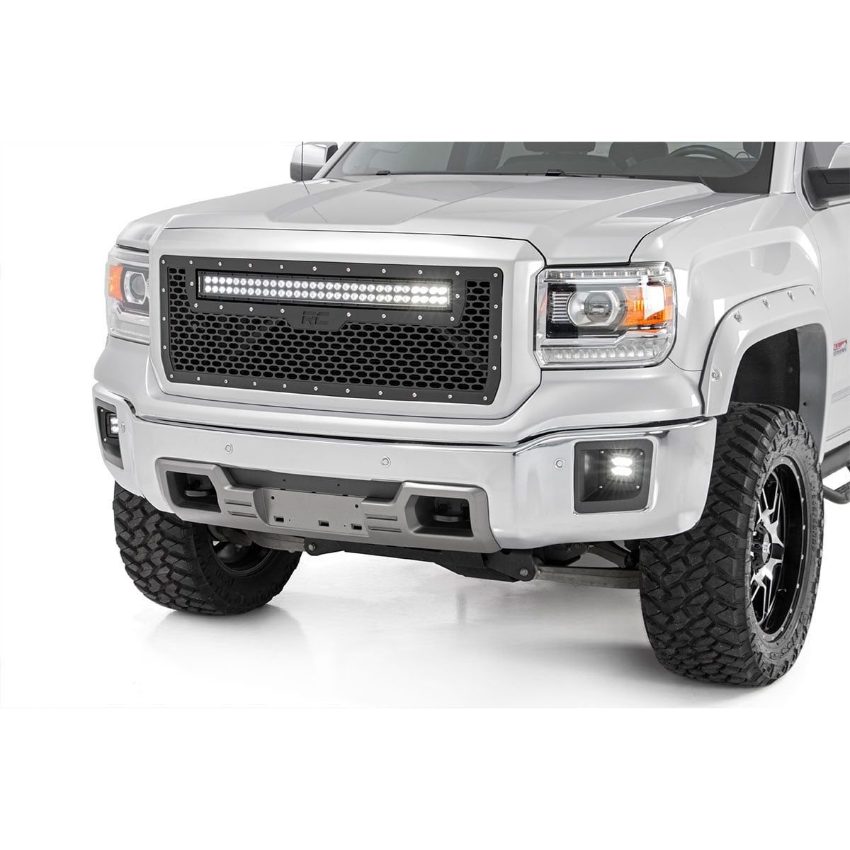 ROUGH COUNTRY 30 Inch Black Series LED Light Bar | Curved | Dual Row | Amber DRL | 72930BDA