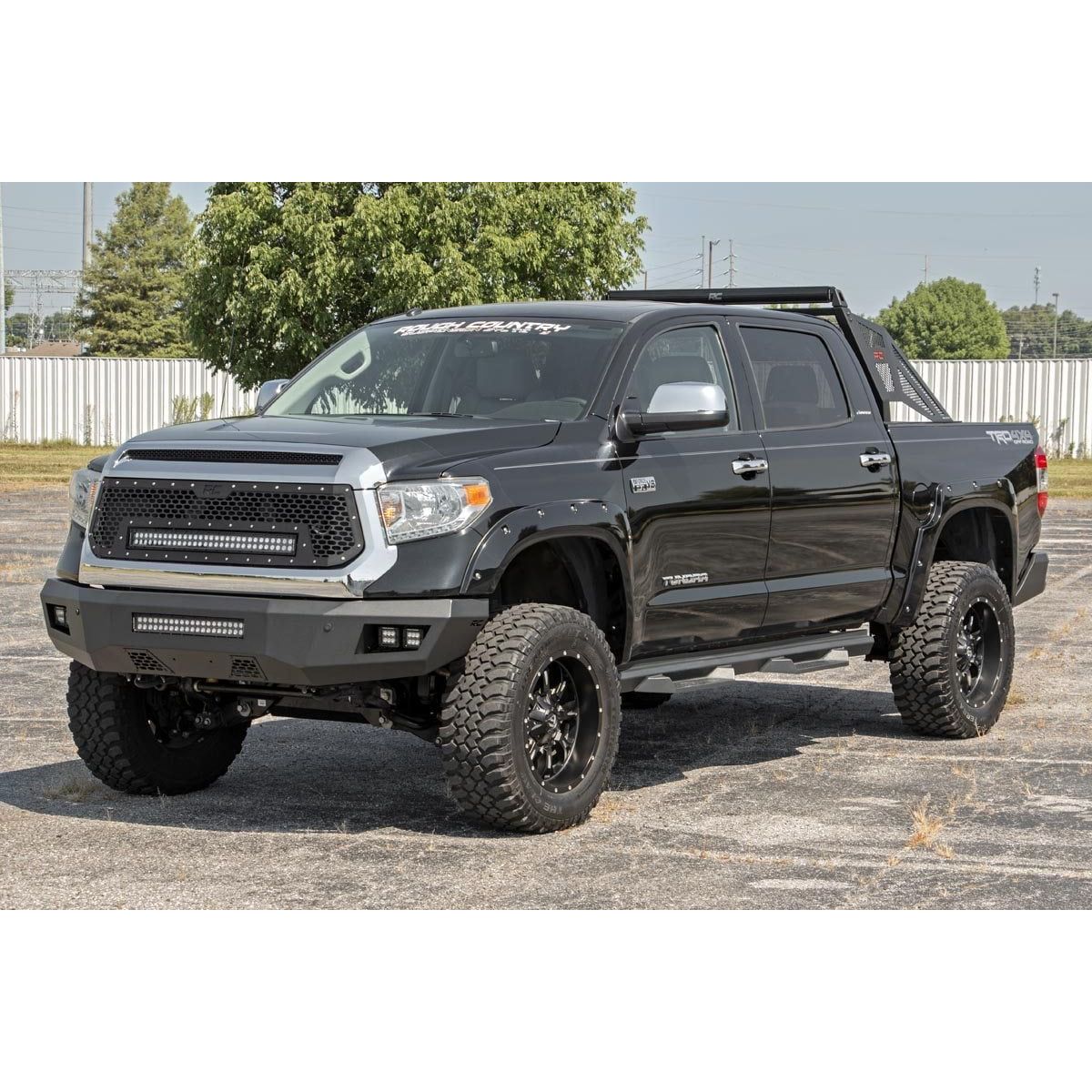 ROUGH COUNTRY Mesh Grille | 30" Dual Row LED | Black | White DRL | Toyota Tundra (14-17) | 70225