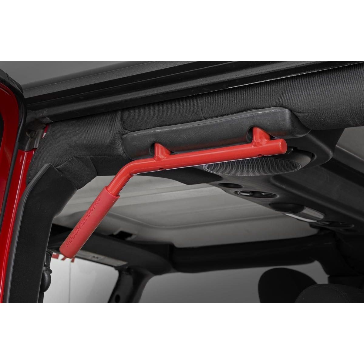 ROUGH COUNTRY Grab Handles | Steel | FR & RR | Red | Jeep Wrangler JK/Wrangler Unlimited (07-18) | 6503RED
