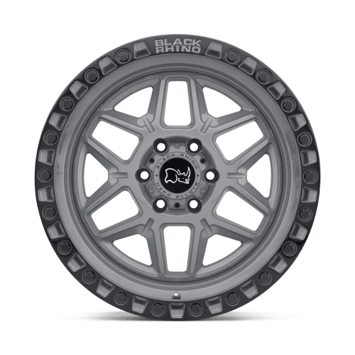 Black Rhino KELSO Battleship Gray W/ Black Ring showcasing rugged design and split-spoke style.