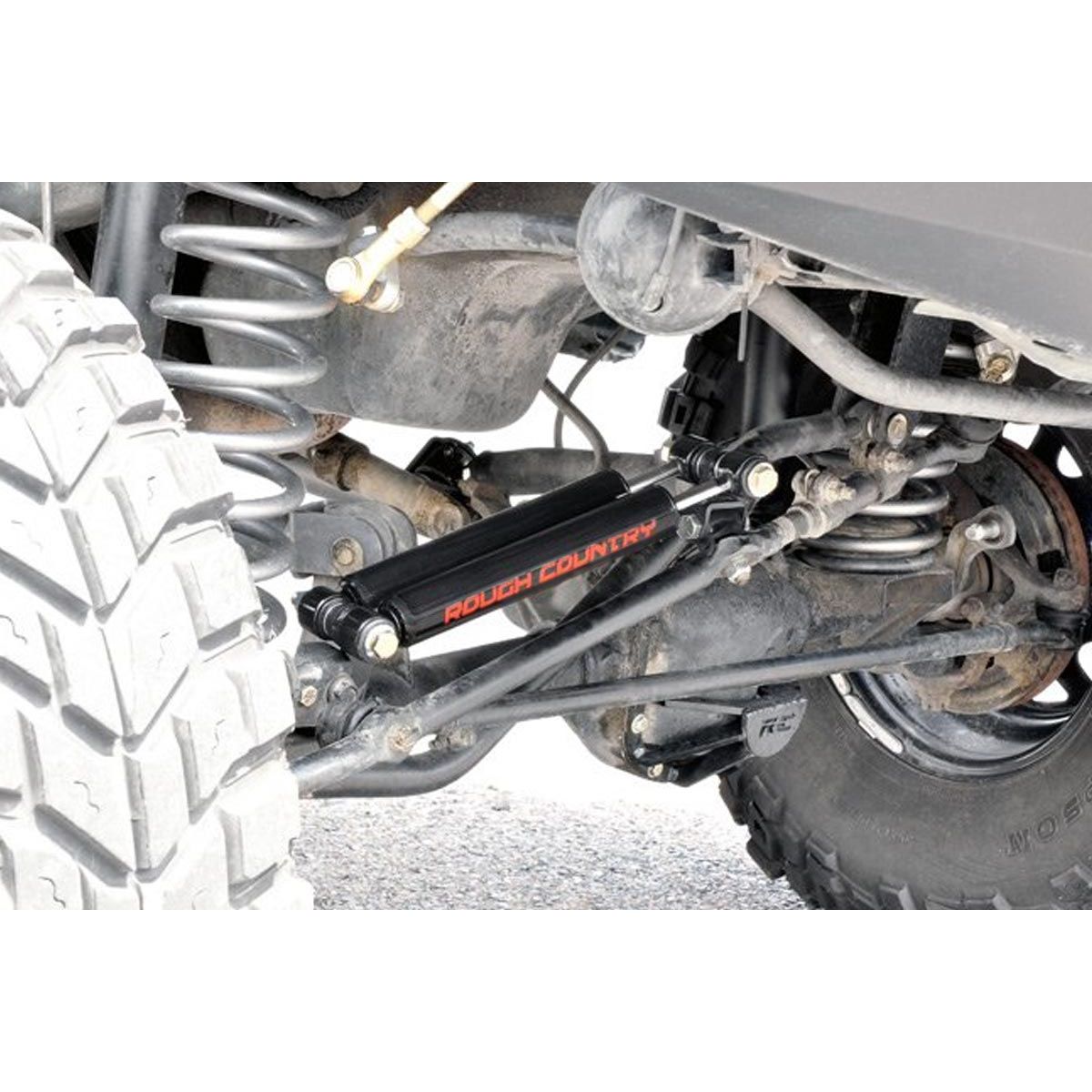 ROUGH COUNTRY Dual Steering Stabilizer | 2.5-6.5 Inch Lift | Jeep Comanche MJ/Wrangler TJ/Wrangler Unlimited | 87308
