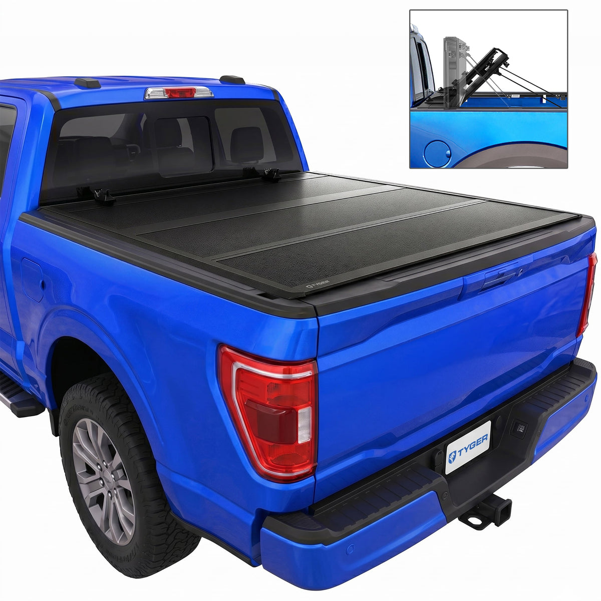 TYGER T9 hard tri-fold tonneau cover — representative image; vehicle and bed size vary