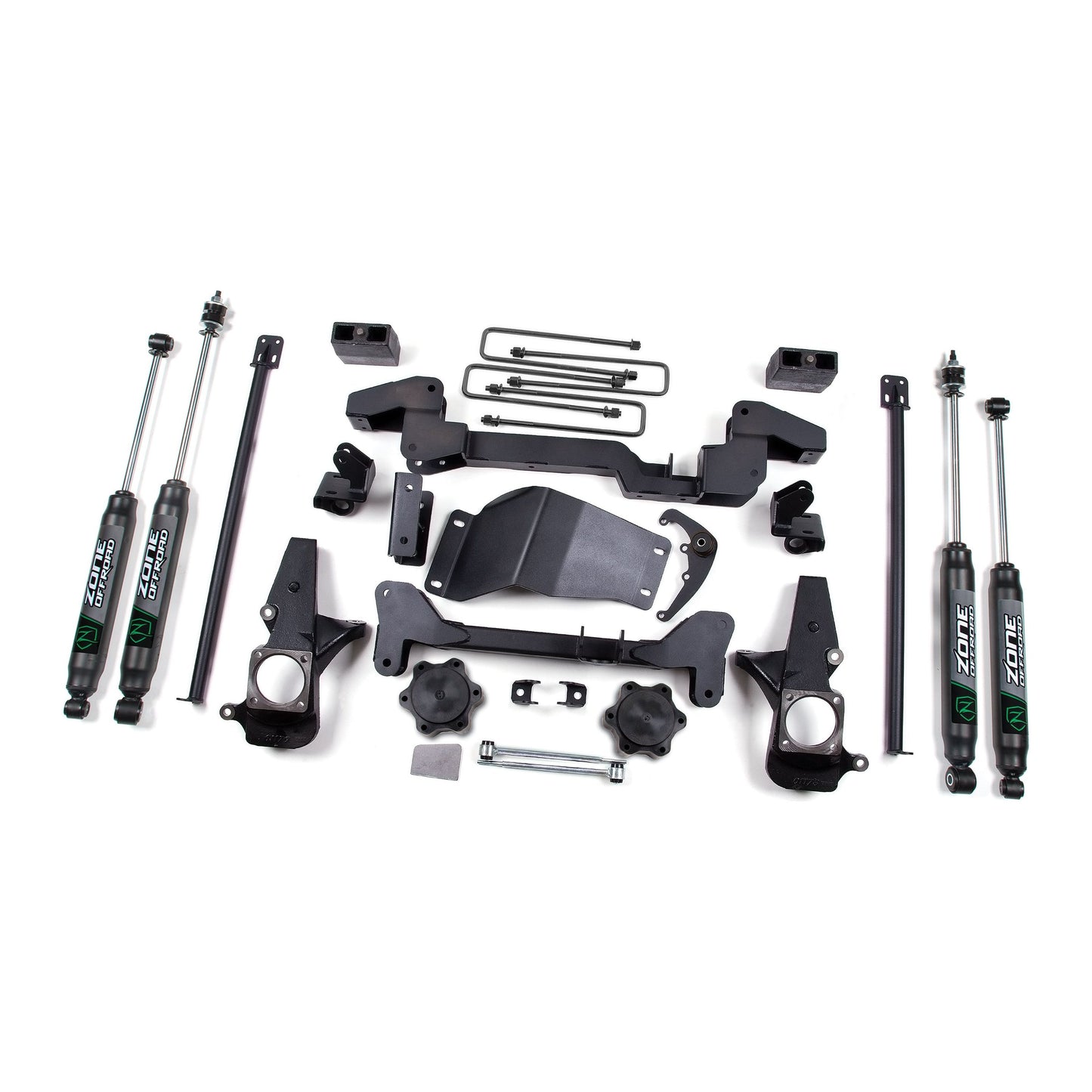 ZONE OFFROAD | 01-10 Silverado 1500/2500 HD/3500 HD 6 Inch Lift Kit With Fox Adventure Shocks Zone Offroad | ZONC4F parts and components layout