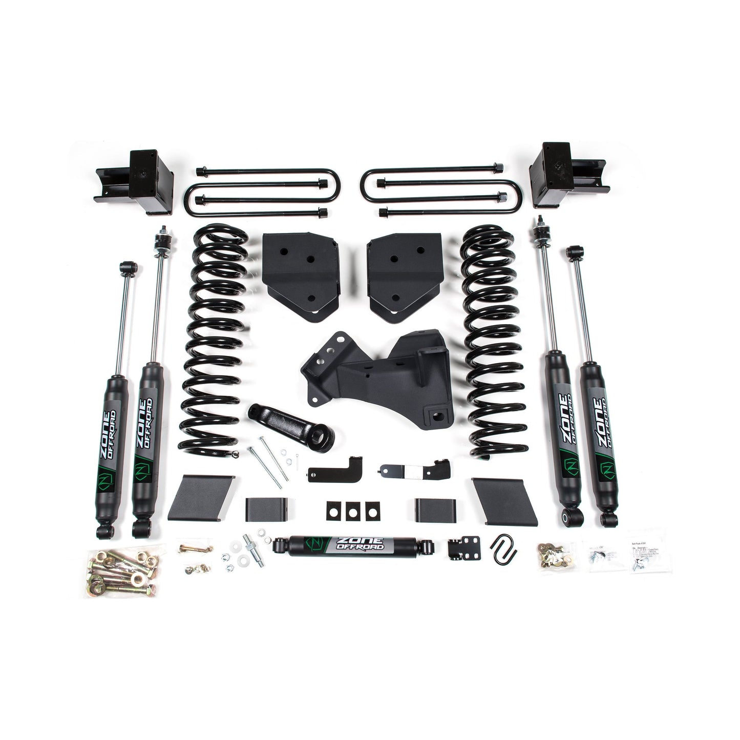 ZONE OFFROAD | 17-19 Ford F-250/350 Super Duty 4 Inch Lift Kit 2 Inch Rear Block Gas 2 Leaf Main Fox Adventure Shocks Adventure Series Shocks Zone Offroad | ZONF49F