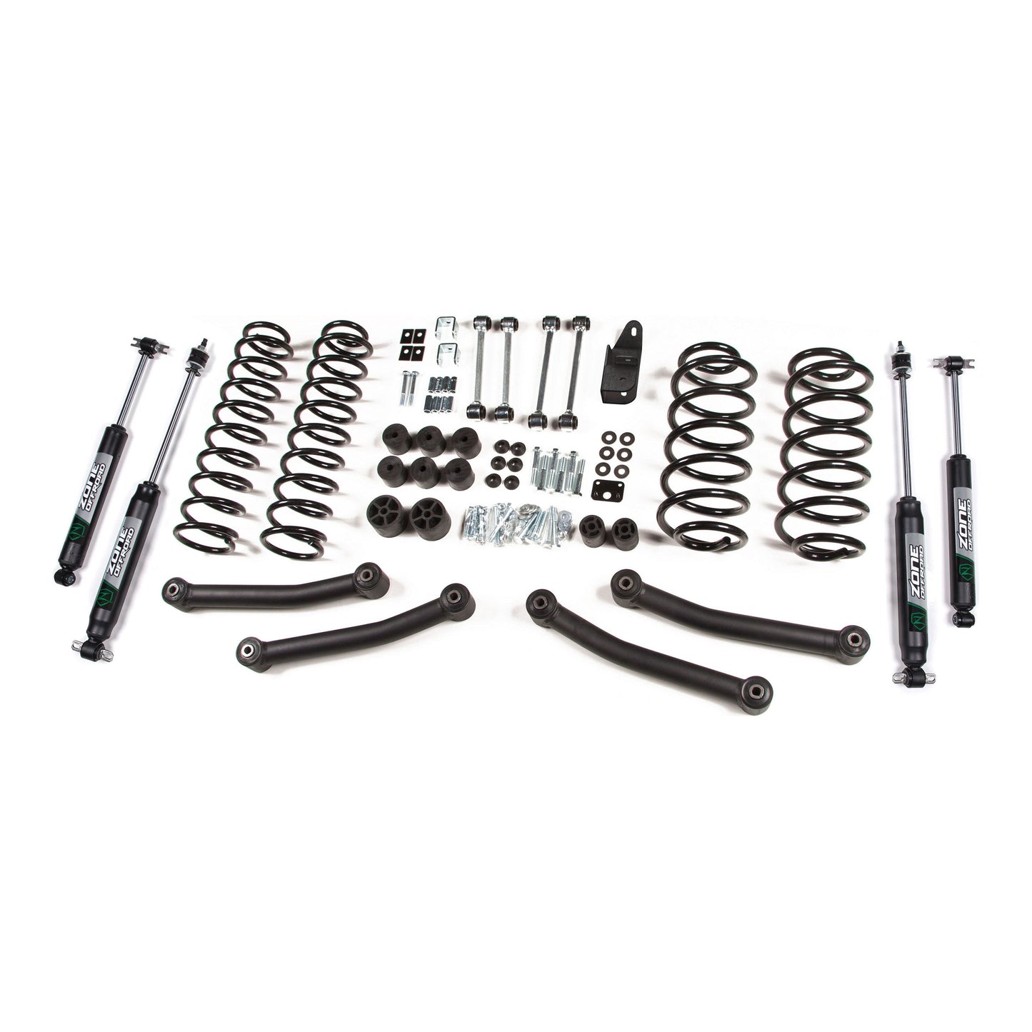 ZONE OFFROAD | 03-06 Jeep Wrangler TJ 4 Inch Coil Spring Lift Kit With Nitro Shocks Zone Offroad | ZONJ11N parts and components.